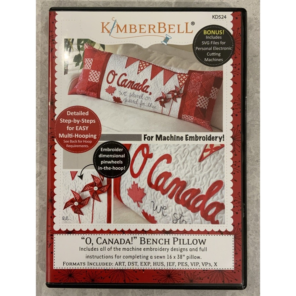 2016 KIMBERBELL O, CANADA! BENCH PILLOW EMBROIDERY CD # KD524